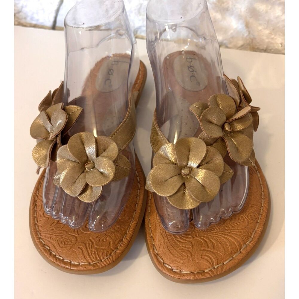 b.o.c. Born Concept Gold Floral Thong Slingback Comfort Sandals Women’s 8